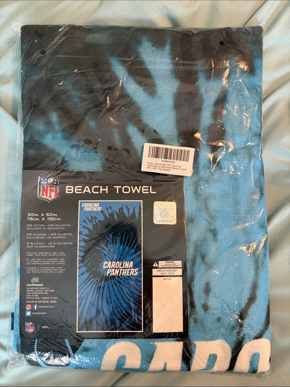 NFL Carolina Panthers Beach Towel - Black & Blue